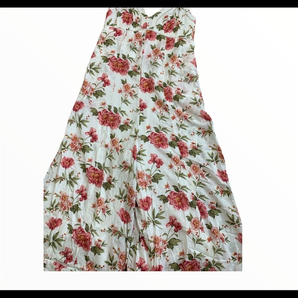 AMERICAN EAGLE OUTFITTERS Cami Floral Crop Jumpsuit With Pockets Ivory Size 6 - Picture 5 of 10